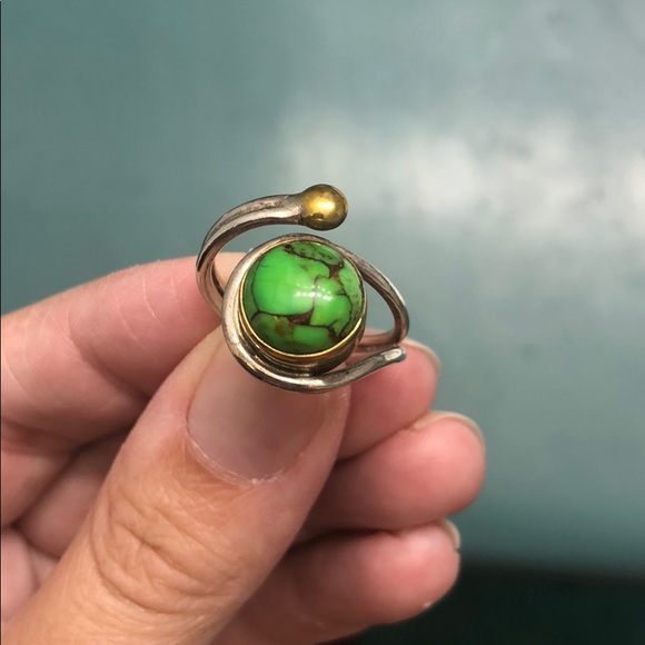 Sterling silver Green turquoise ring - Picture 2 of 3